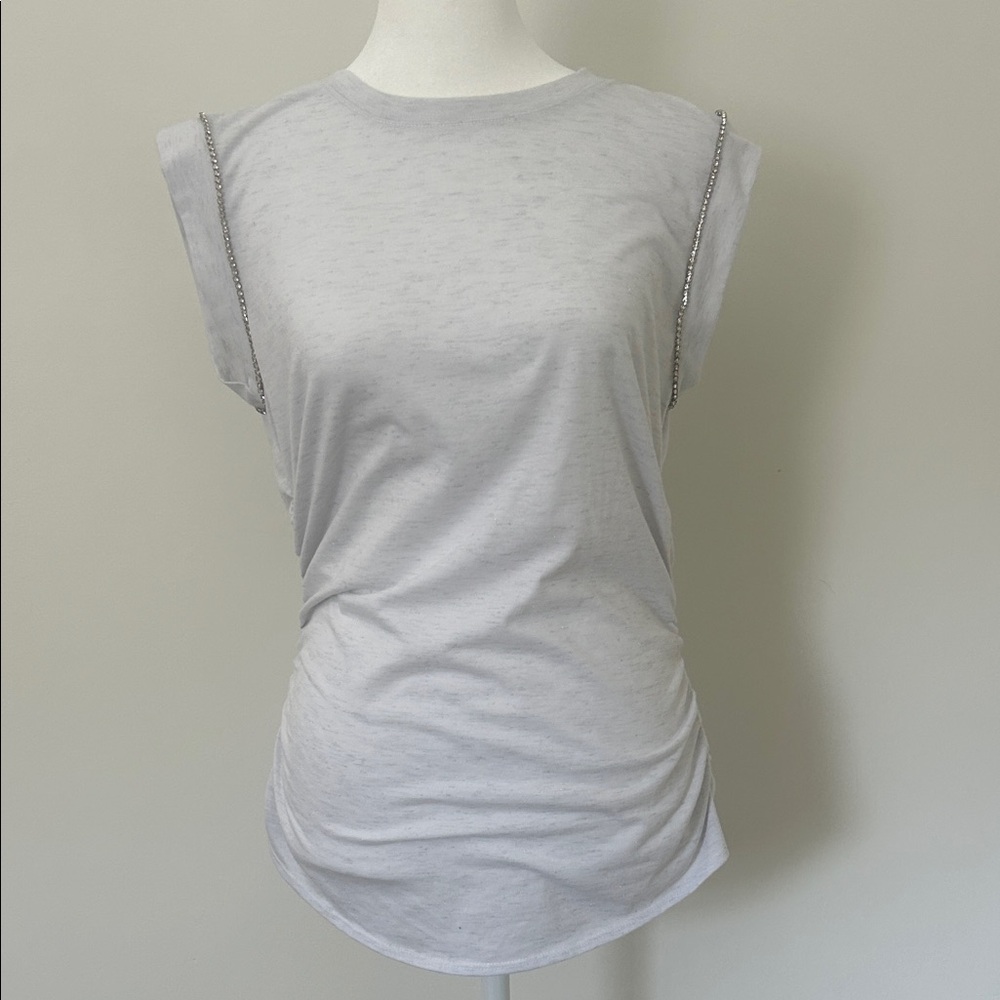 INC International Concepts grey “sparkly” elegant tee with rhinestone Detail